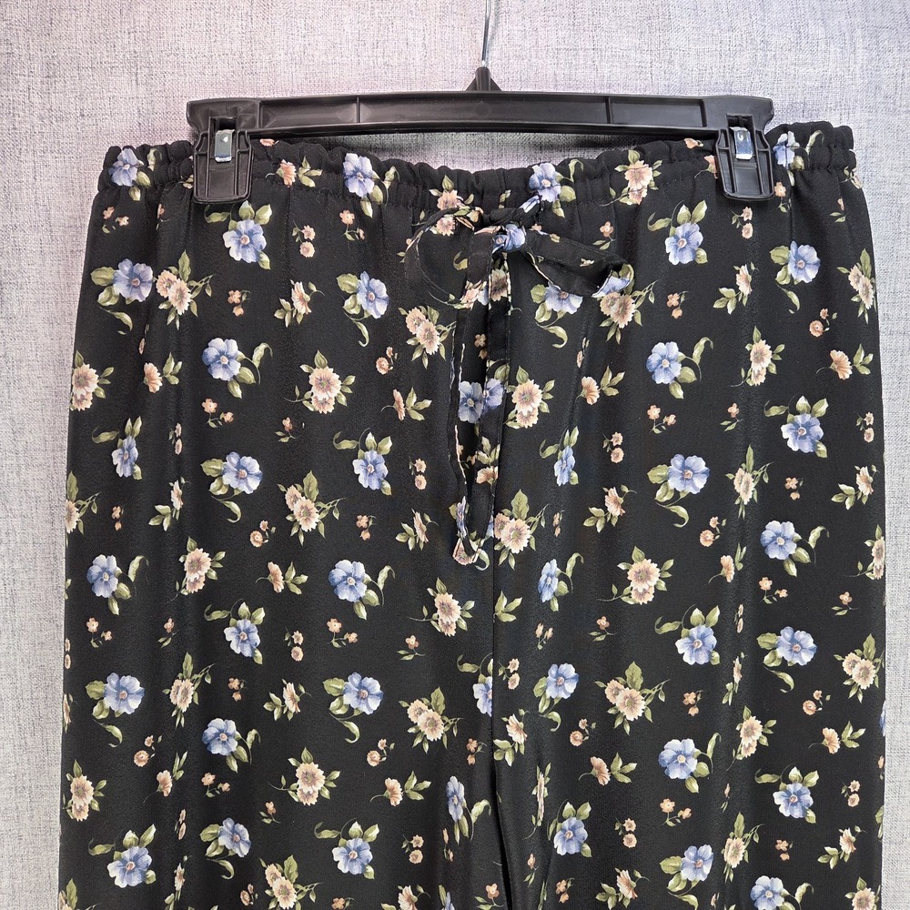 VTG Womens Small Blue Floral Y2K Flowy Pants Cottage Fairy Whimsigoth Beach